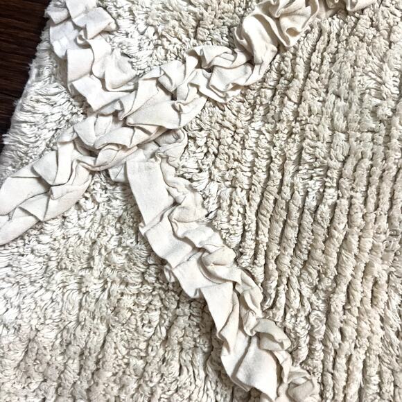 Simply Shabby Chic Antique White 100% Cotton Bath Mat Rug With Lattice Pattern - Picture 4 of 8